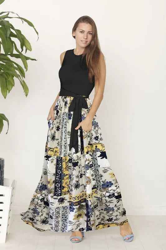 Sleeveless handkerchief woven skirt maxi dress - FamilyClothes