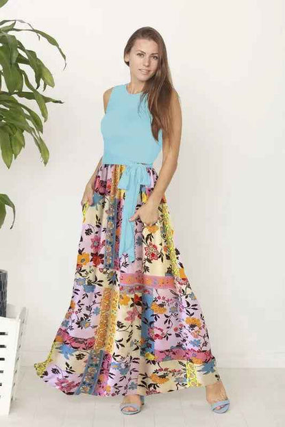 Sleeveless handkerchief woven skirt maxi dress - FamilyClothes