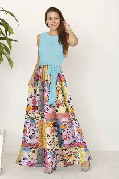 Sleeveless handkerchief woven skirt maxi dress - FamilyClothes