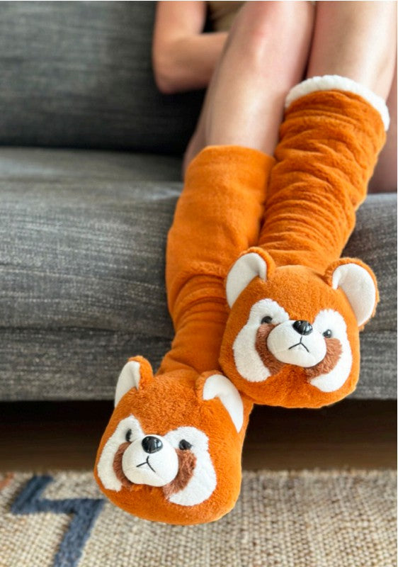 Red Panda - Women's Plush Animal Slipper Socks - FamilyClothes