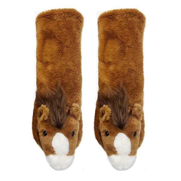 Horse Play - Kids' Plush Animal Slipper Socks - FamilyClothes
