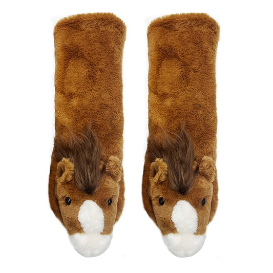Horse Play - Kids' Plush Animal Slipper Socks - FamilyClothes