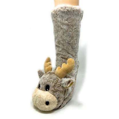 Moose Up - Kids' Plush Animal Slipper Socks - FamilyClothes