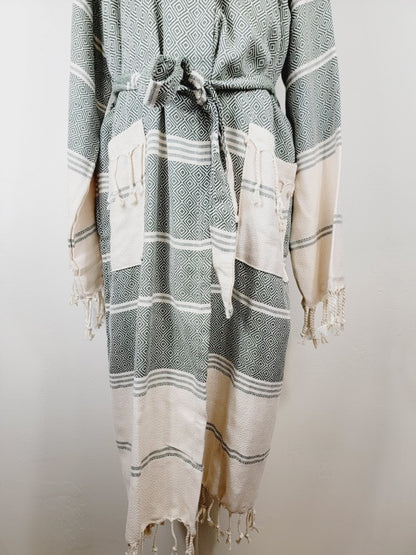 Unisex Beach Spa Robe with Pockets - Dark Color - FamilyClothes