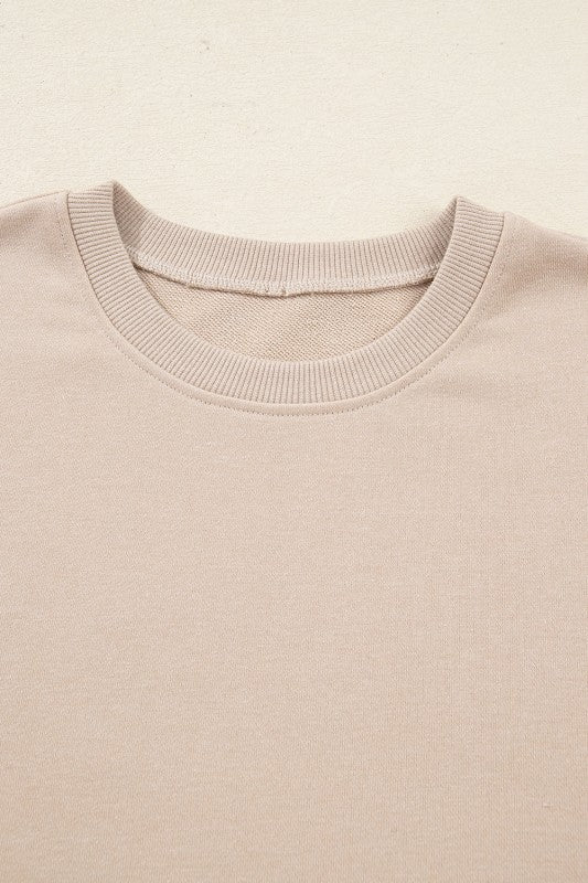 Solid Side Slit Sweatshirt and Leggings Set - FamilyClothes