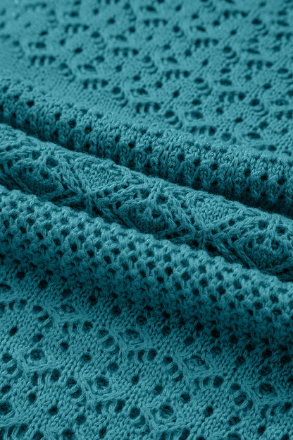 Lapis Mix Pattern Cardigan for Stylish Layering - Hollow Knit Open Front - FamilyClothes