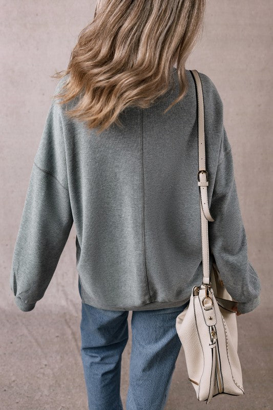 Rorivina Drop Shoulder Oversized Sweatshirt - FamilyClothes