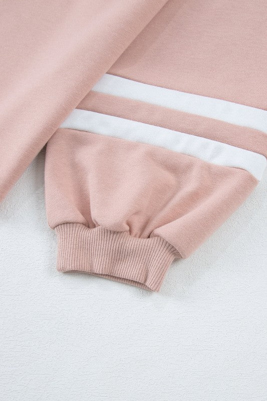 Varsity Stripe Patchwork Pullover and Pant Set - FamilyClothes