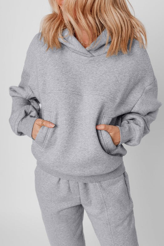 Solid Reverse Seams Hoodie and Joggers Set - FamilyClothes