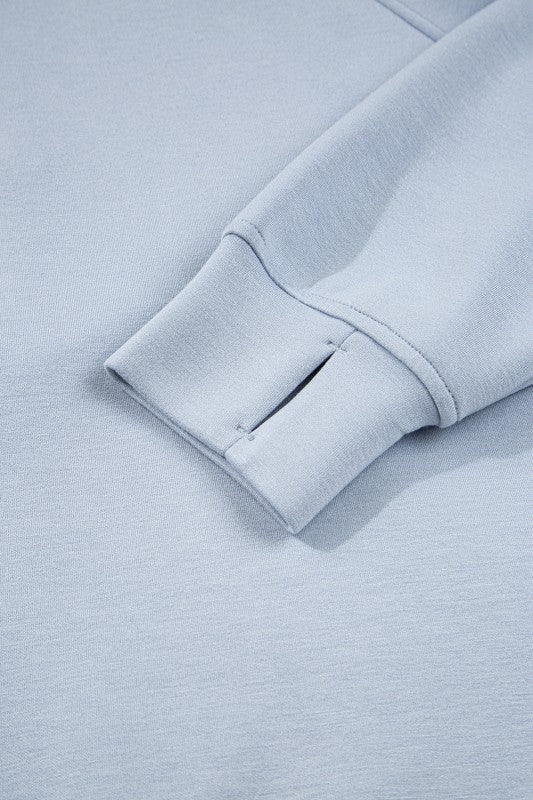 Solid Half-Zip Hoodie and Pants Set - FamilyClothes