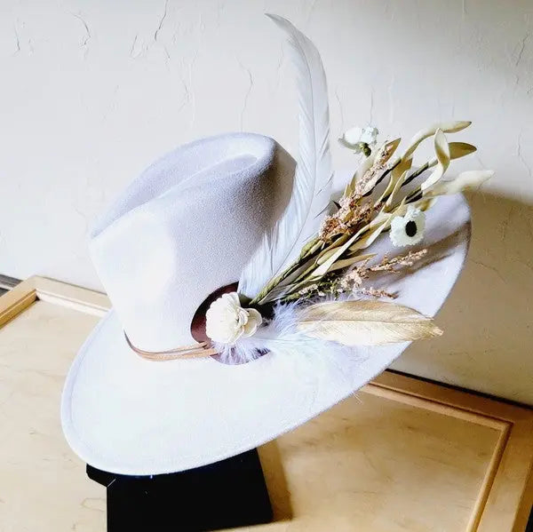 Boho Western Wedding Floral Bridsmaid Hat Bone - FamilyClothes