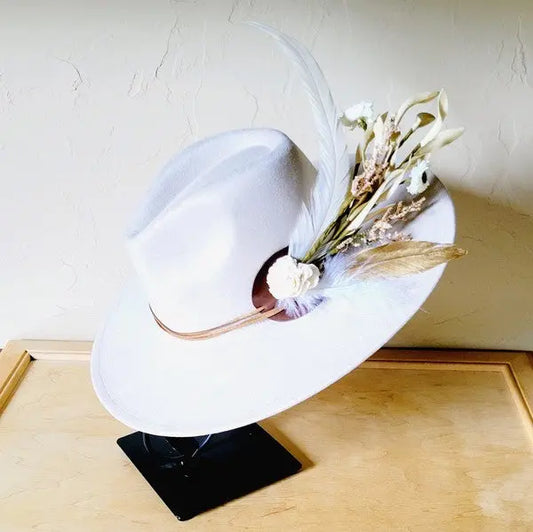 Boho Western Wedding Floral Bridsmaid Hat Bone - FamilyClothes