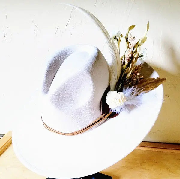Boho Western Wedding Floral Bridsmaid Hat Bone - FamilyClothes