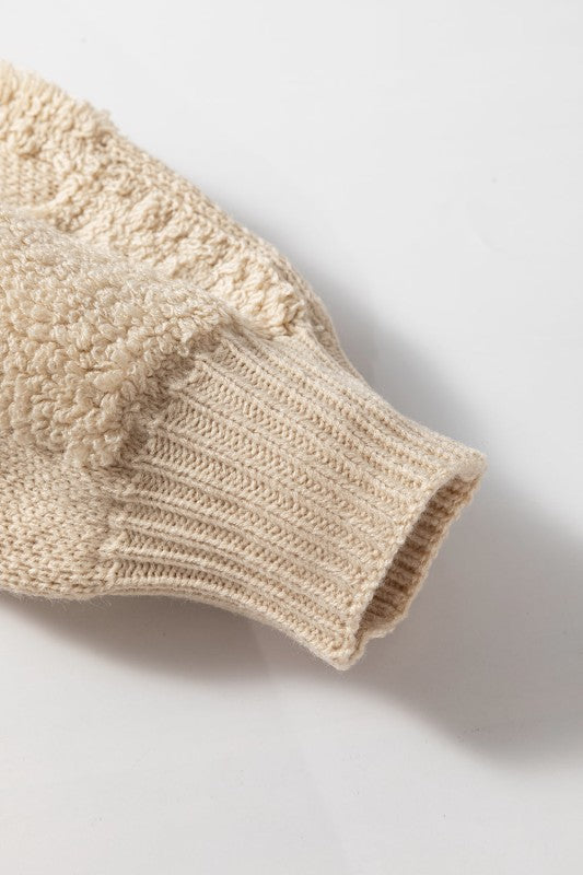 Emily Checkered Sherpa Loose Sweater - FamilyClothes