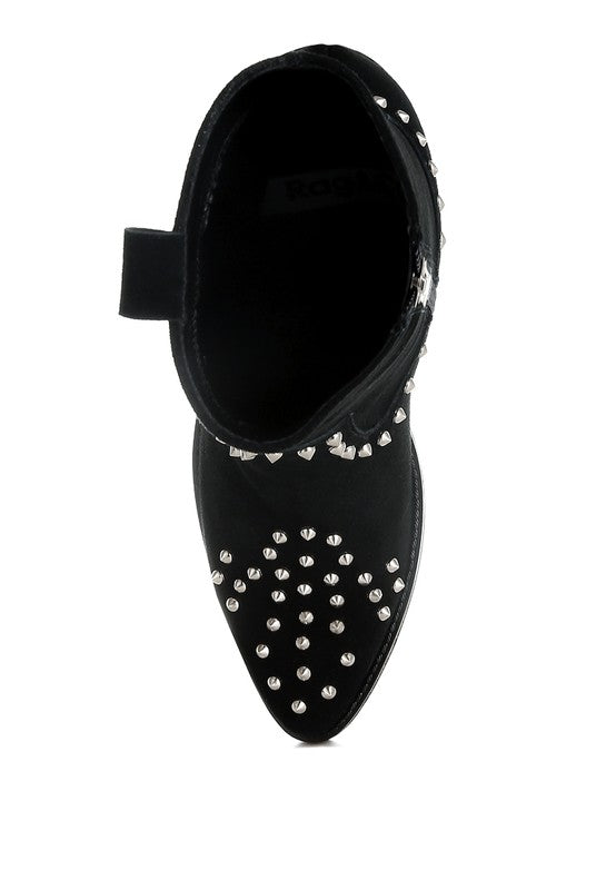 Hira Studs Embellished Cowboy Boots - FamilyClothes