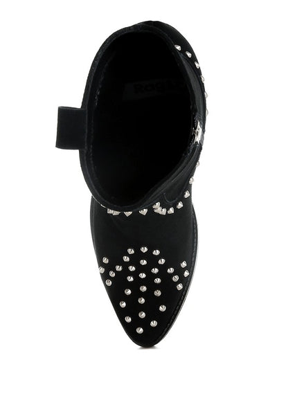 Hira Studs Embellished Cowboy Boots - FamilyClothes