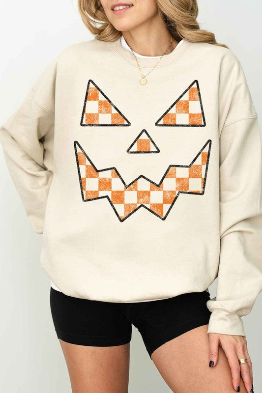 HALLOWEEN CHECKER JACK OVERSIZED SWEATSHIRT - FamilyClothes