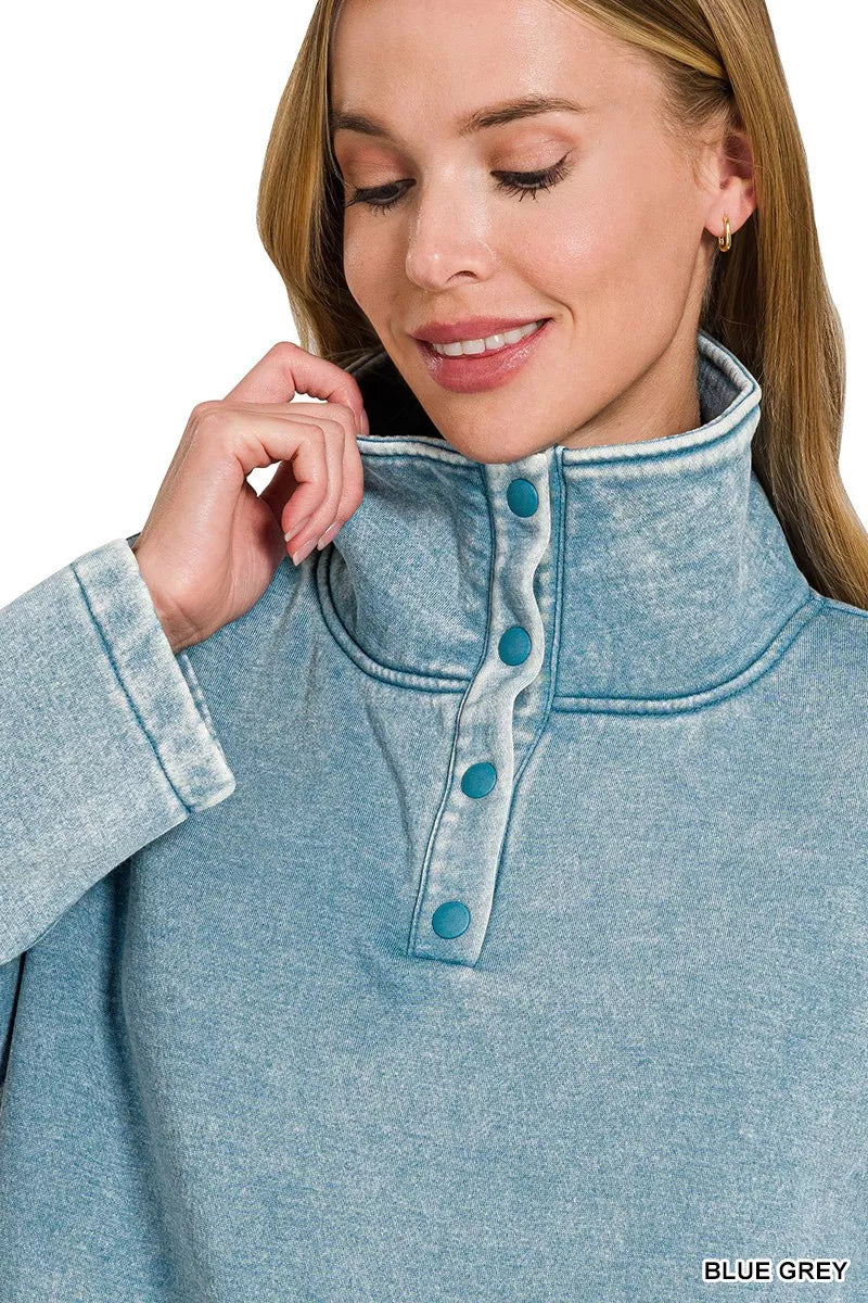 Fleece High Neck Sweatshirt with Kangaroo Pocket - FamilyClothes