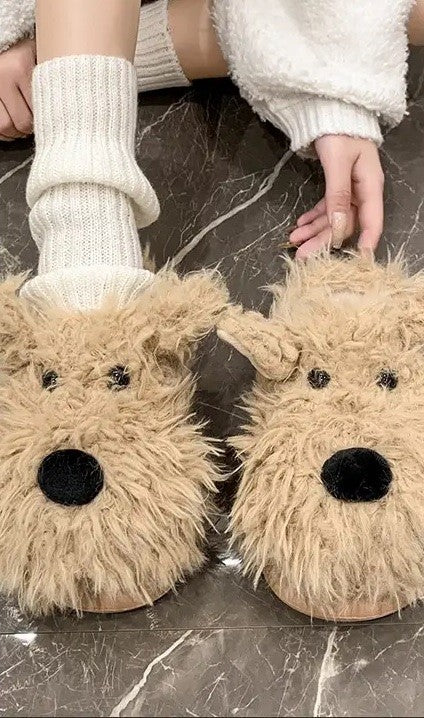 Fluffy Dog slippers - FamilyClothes