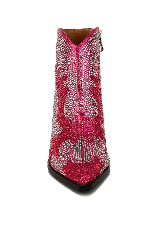 Mugler Rhinestones Embellished Ankle Boots - FamilyClothes