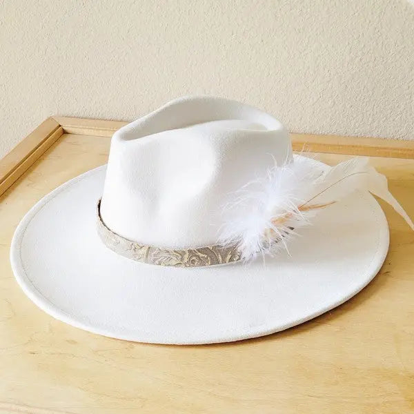 Gilded Cowboy Leather Hat Band w/ Feather accents - FamilyClothes