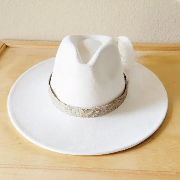 Gilded Cowboy Leather Hat Band w/ Feather accents - FamilyClothes