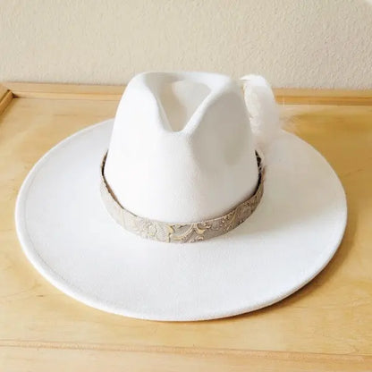 Gilded Cowboy Leather Hat Band w/ Feather accents - FamilyClothes