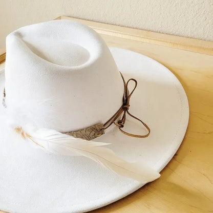 Gilded Cowboy Leather Hat Band w/ Feather accents - FamilyClothes