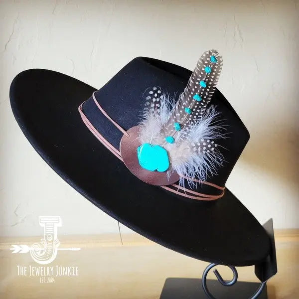 TurquAccent GuineaFeather Hatband/Choice of Hat - FamilyClothes