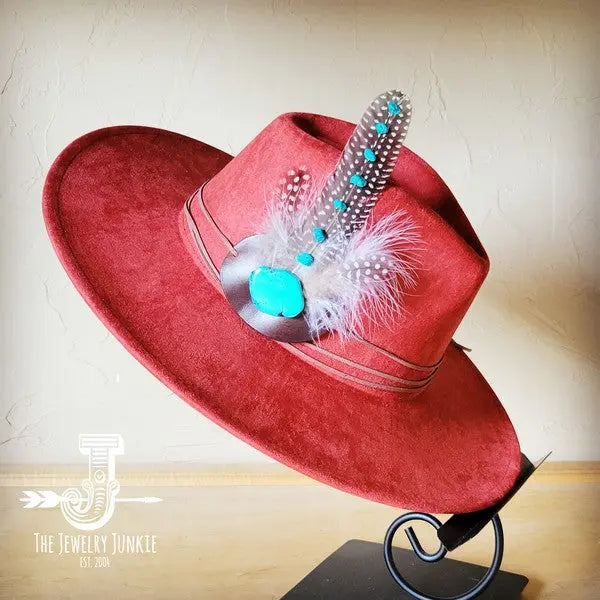 TurquAccent GuineaFeather Hatband/Choice of Hat - FamilyClothes