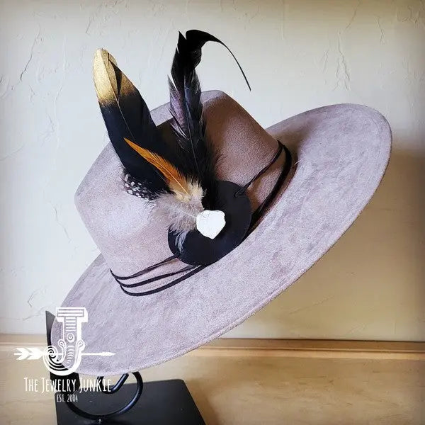 Long BlackGold Feather&Turq SlabHatband Choice Hat - FamilyClothes