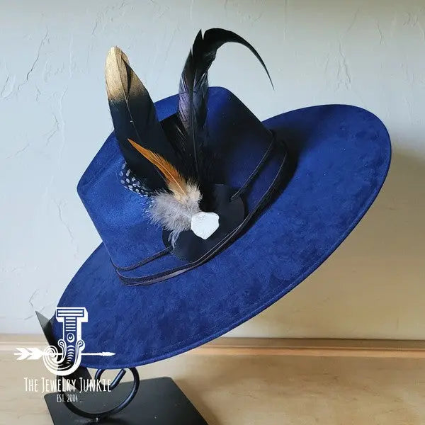 Long BlackGold Feather&Turq SlabHatband Choice Hat - FamilyClothes