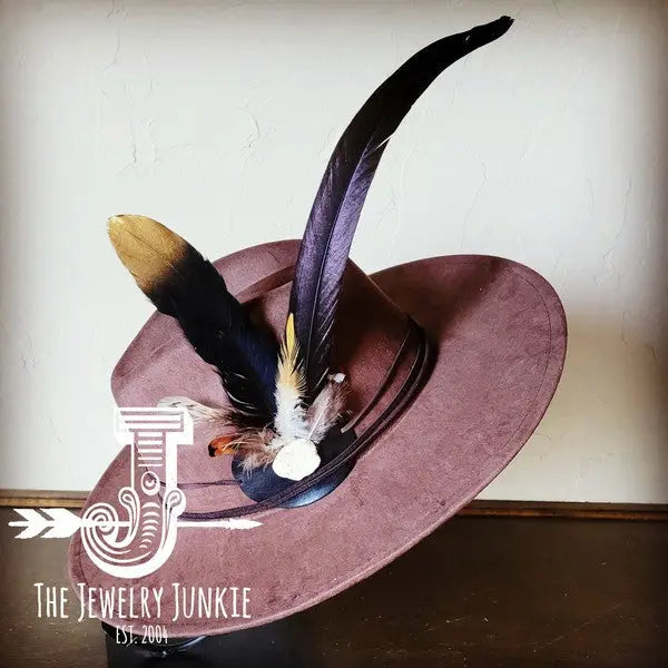 Long BlackGold Feather&Turq SlabHatband Choice Hat - FamilyClothes