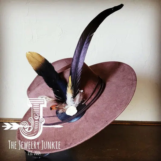 Long BlackGold Feather&Turq SlabHatband Choice Hat - FamilyClothes