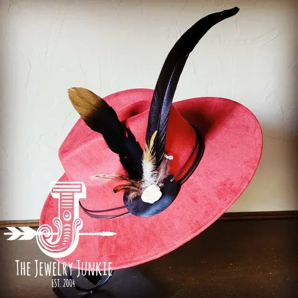 Long BlackGold Feather&Turq SlabHatband Choice Hat - FamilyClothes