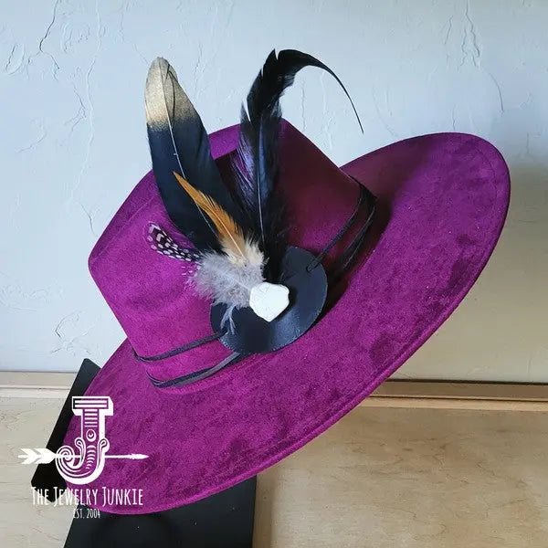 Long BlackGold Feather&Turq SlabHatband Choice Hat - FamilyClothes