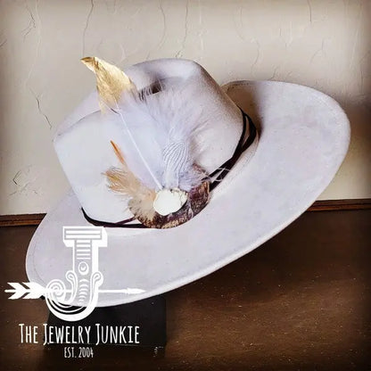 Dark Metallic Feather&Turq Slab Hatband Choice Hat - FamilyClothes