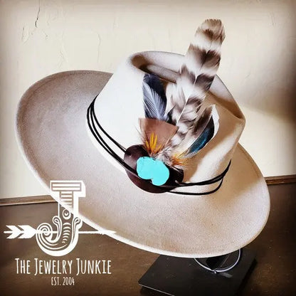 Turkey Feather&Turquoise Slab Hatband Choice Hat - FamilyClothes