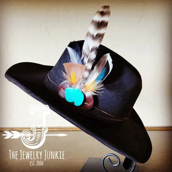 Turkey Feather&Turquoise Slab Hatband Choice Hat - FamilyClothes