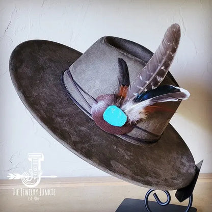 Turkey Feather&Turquoise Slab Hatband Choice Hat - FamilyClothes