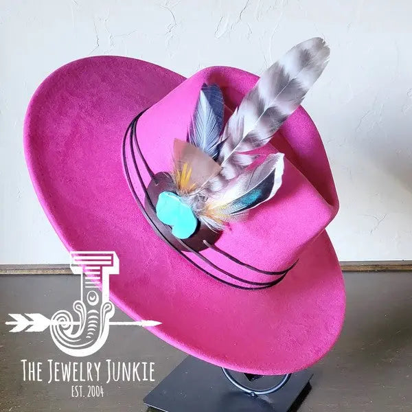 Turkey Feather&Turquoise Slab Hatband Choice Hat - FamilyClothes
