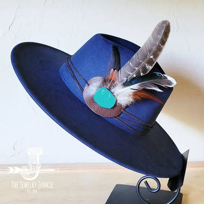Turkey Feather&Turquoise Slab Hatband Choice Hat - FamilyClothes