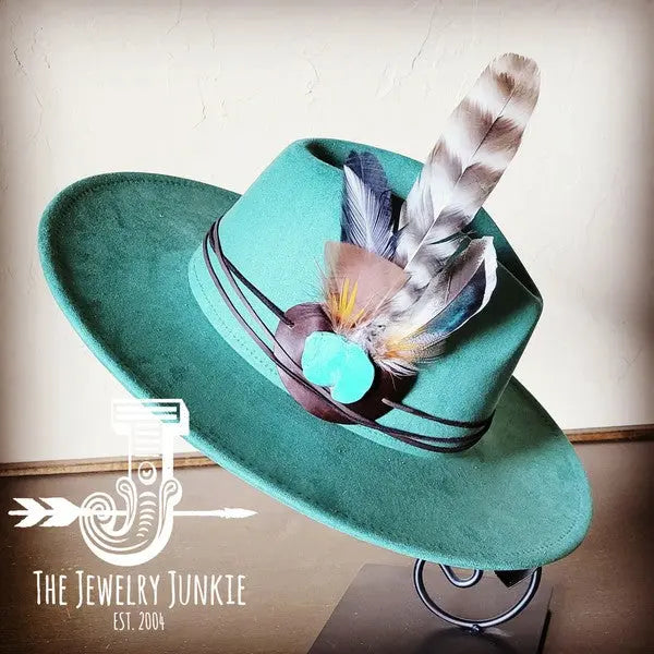 Turkey Feather&Turquoise Slab Hatband Choice Hat - FamilyClothes