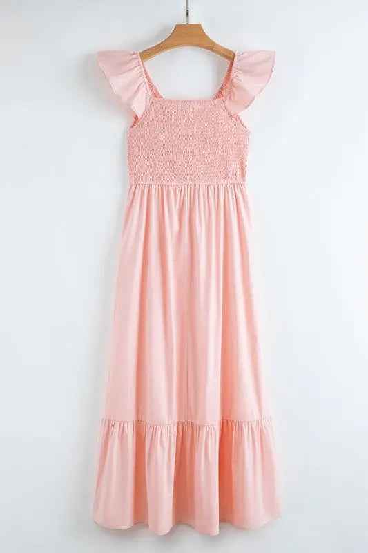 peach smocked maxi dress - FamilyClothes