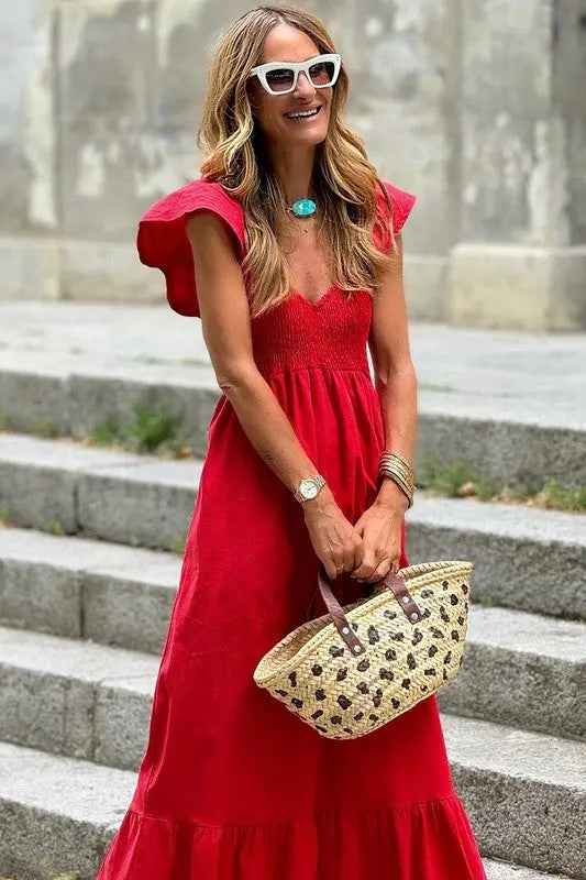 peach smocked maxi dress - FamilyClothes