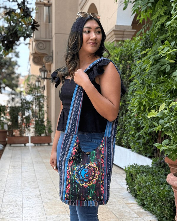 Kathmandu Collection Yin Yang Print Hobo Bag - FamilyClothes