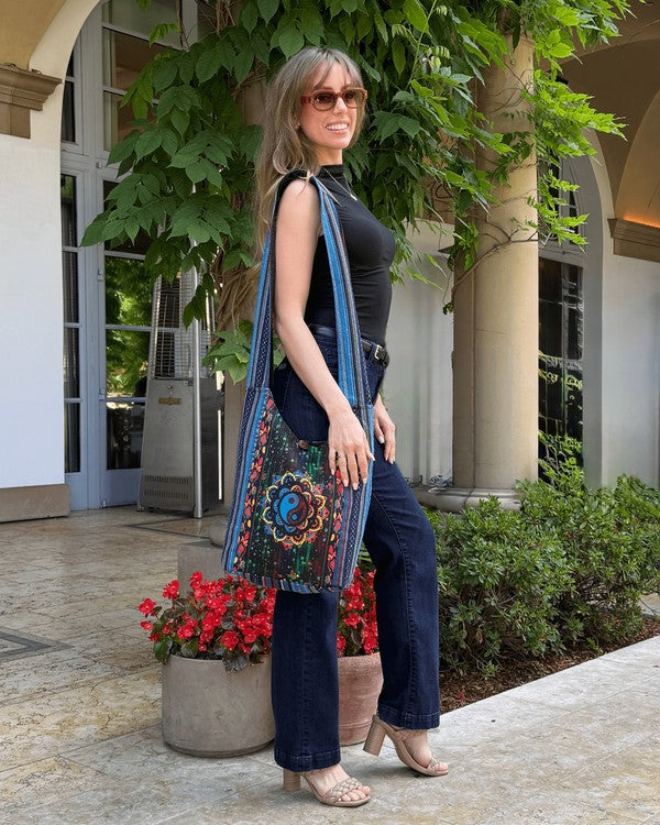 Kathmandu Collection Yin Yang Print Hobo Bag - FamilyClothes