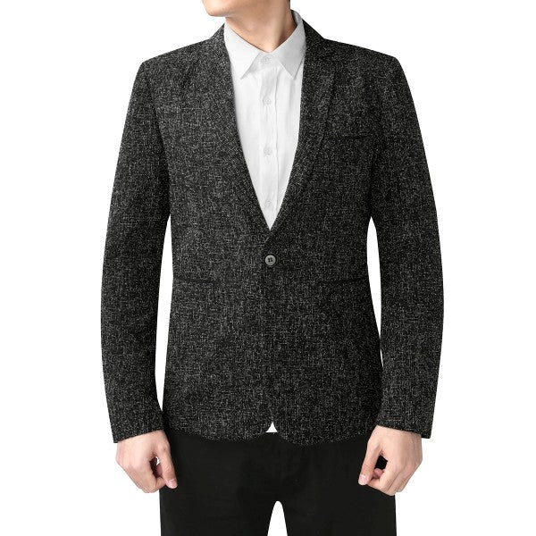 Men's Casual 1 Button Heathered Blazer Jacket - FamilyClothes
