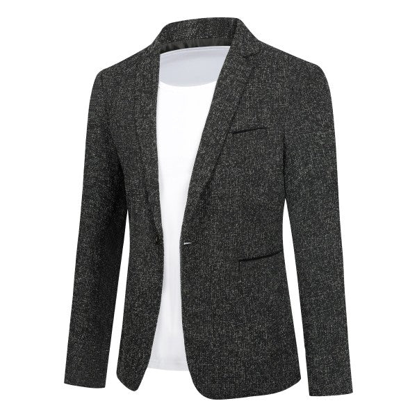 Men's Casual 1 Button Heathered Blazer Jacket - FamilyClothes