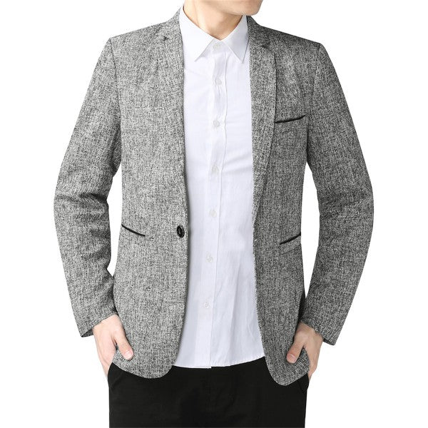 Men's Casual 1 Button Heathered Blazer Jacket - FamilyClothes